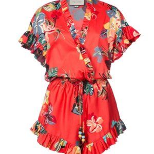 ALEXIS Red Floral Faine Romper XS